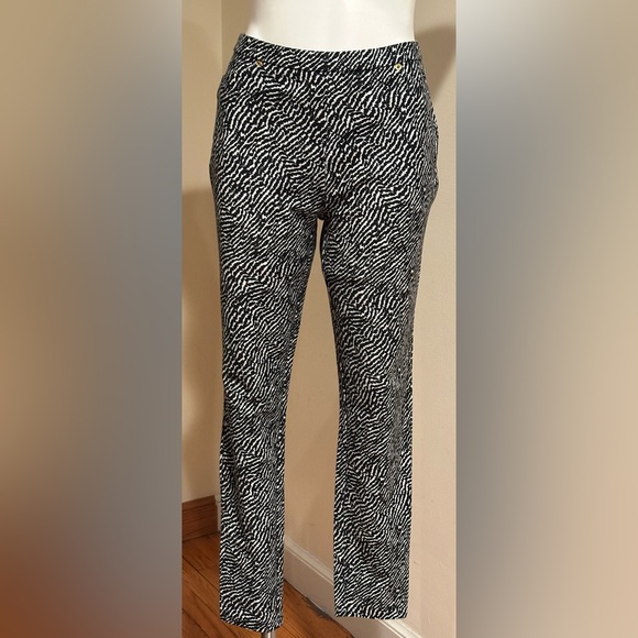 Michael Kors Zebra Print Pants Back pockets. High Waist No Zipper /Button Sz  L - Picture 1 of 9